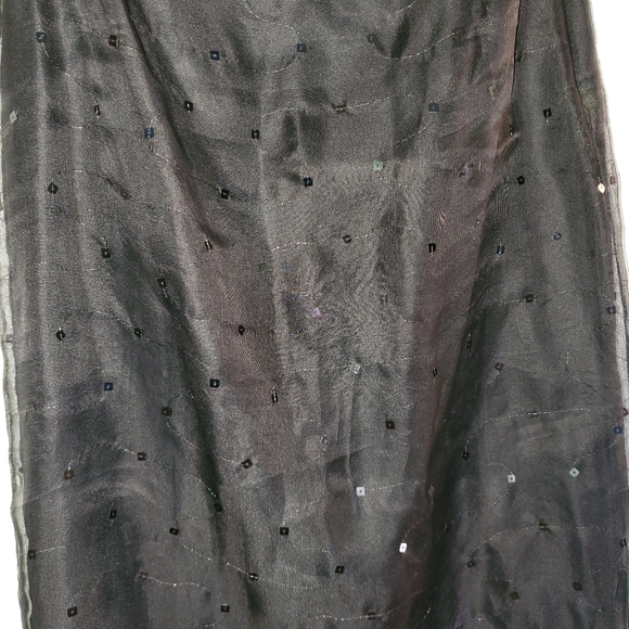 GIORGIO ARMANI BLACK LONG SILK SEQUIN MAXI SKIRT WITH SLIT - Picture 2 of 14
